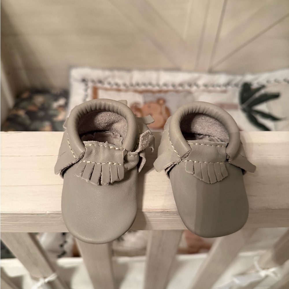 Soft Gray Baby Moccasins